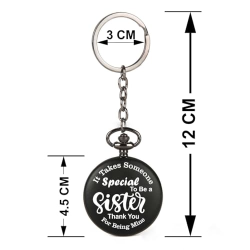 Image of Vintage Gandhi Style Pocket Watch with Engraved Designs & Messages Royal Black Analog for Men Women & Kids Includes Key Ring for car or Bike Keys Ideal Gift
