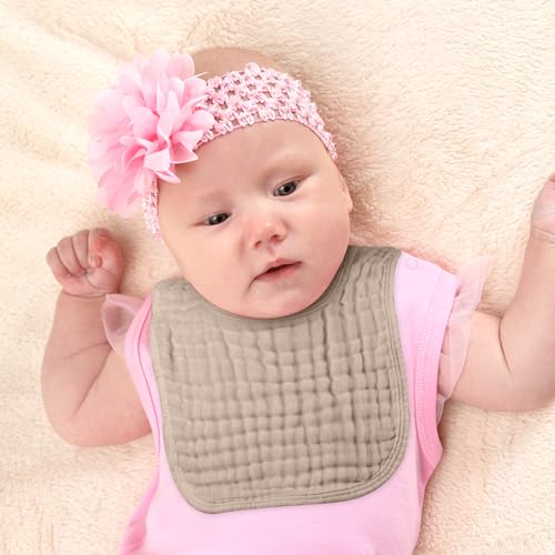 Image of Tallew 8 Pack Muslin Burp Cloths and Baby Bibs for Boy Girl 20 inch x 10 inch Cotton Baby Bandana Drool Bibs Muslin Burp Cloths Absorbent Rag for Newborn Toddler Infant Gifts(Pink Series)