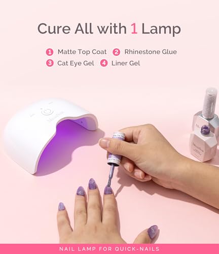 Image of MelodySusie Mini Cordless UV Nail Lamp, P-ART06G Rechargeable Portable LED UV Light with Smart Sensor, 4-Finger Curing for All Soft Gels, Especially Half-Cured Gel, Base Coat & Top Coat, White