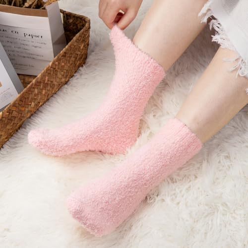 Image of Loritta 6 Pairs Womens Fuzzy Socks, Winter Warm Fluffy Slipper Socks