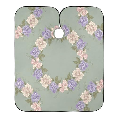 Capa profesional para corte de cabello con estampado floral, impermeable, para barbería y peluquería, con cierre ajustable de broche miniatura 2