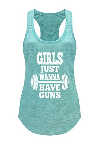 Tough Cookie's Women's Girls Just Wanna Have Guns Workout Burnout Tank Top