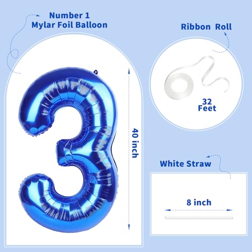 Image of Number Balloons Navy Blue Balloons - Giant Number 10 Balloon, 10 20 30 40 50 Numbers Balloon Birthday Decorations, Blue Party Supplies for Boy Men