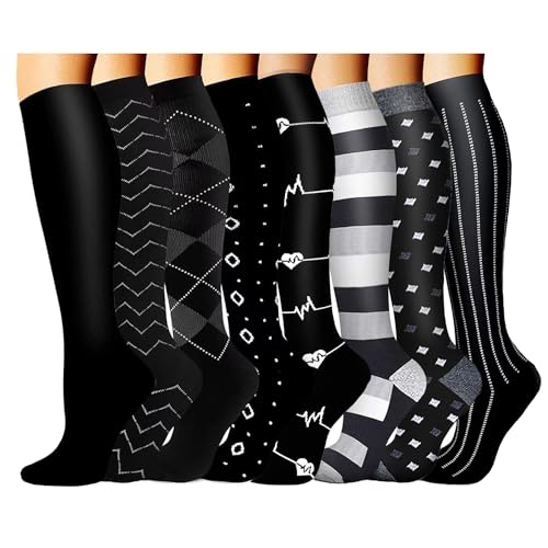 Perfetto come regalo: Il pacchetto 8 paio di calze a compressione. Quando si tratta di Calze a Compressione, la taglia corretta è sempre determinata in base alla circonferenza del polpaccio. Per trovare la tua taglia, misura la circonferenza del polpaccio nel punto più largo e dai un'occhiata alla tabella delle misure o alla descrizione. Sarebbe un regalo fantastico e premuroso per i tuoi amici e la tua famiglia in qualche festival speciale, come il compleanno, la festa della mamma, il Natale.