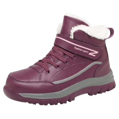 Bottes de neige chaudes en cuir synthétique violet pour l'hiver