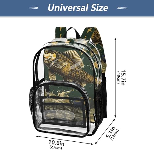 Big Fish Stars Camo Clear Backpack PVC Transparent Backpack Lightweight Book Bag Capacity Clear Bag for Kids Boys Girls4