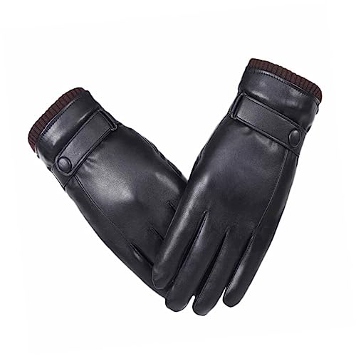 Didiseaon Winter Leather Touch Screen Gloves Warm Thick Protection for Outdoor Sports Cycling Riding Workouts Black