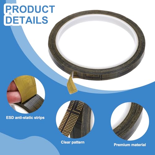Image of PATIKIL Antistatic Tape, 2.36 Mil Thick, 5 /16 Inch x 39 Yards Conductive Adhesive Grid ESD Tape for Circuit Board Laptop Mobile Phone Communication Electronics Parts Black /Yellow