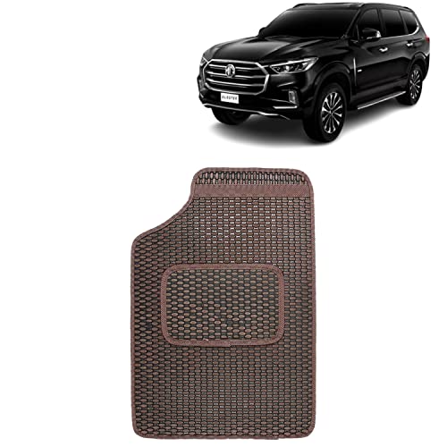 Image of Kingsway Dotted Design Car Floor Foot Mats Universal Fit for Morris Garages (MG) Gloster, Model Year : 2020 Onwards, Water and Dustproof, Color Brown, Set of 5 Pieces