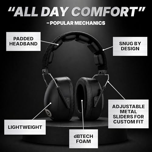 Image of DECIBEL DEFENSE Professional Safety Ear Muffs 37dB NRR - The HIGHEST Rated & MOST COMFORTABLE Ear Protection for Shooting & Industrial Use - THE BEST HEARING PROTECTION GUARANTEED (EXTRA LARGE)