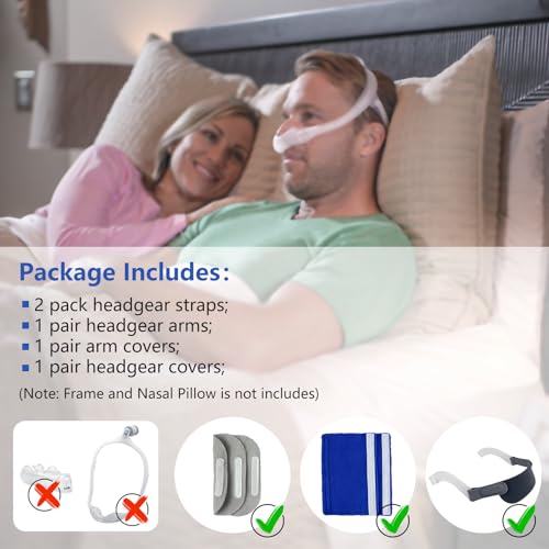 Image of 2 Pack CPAP Headgear with Arms and Covers - Adjustable Replacement Dream-wear Headgear Strap for Respironics Dream-Wear Nasal and Silicone Pillow CPAP /BiPAP Masks Supplies - Standard