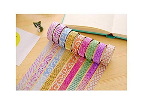 EYNstore Colourful Decorative Adhesive Glitter Tape Rolls, Length 3m Each, Set of 20 (Designs As Per Availability)