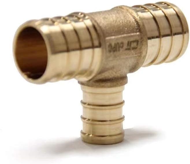 20-Pack EFIELD 3/4" x 3/4" x 1/2" Pex Reducing Tee Brass Barb Crimp Fittings, ASTM F1807,(PEX1807077-20PCS)