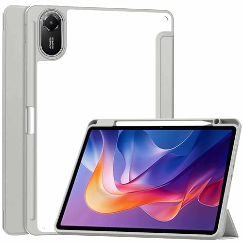 Image of ProElite Case Cover for Xiaomi Redmi Pad 2 11 inch Cover, Transparent Flip Case for Xiaomi Redmi Pad 2 11 inch Case Cover with Pen Holder, Grey