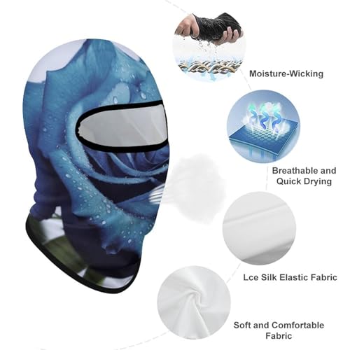 Balaclava para hombre, máscara para esquí y ciclismo, color azul con flores rosas, cobertura facial para invierno miniatura 3