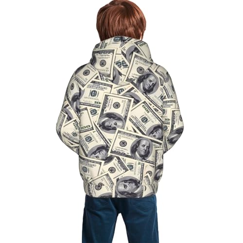 Funny American Dollar Money Kids Pullover Hoodies Boys Sweatshirts Girls Athletic Clothes with Pocket 7