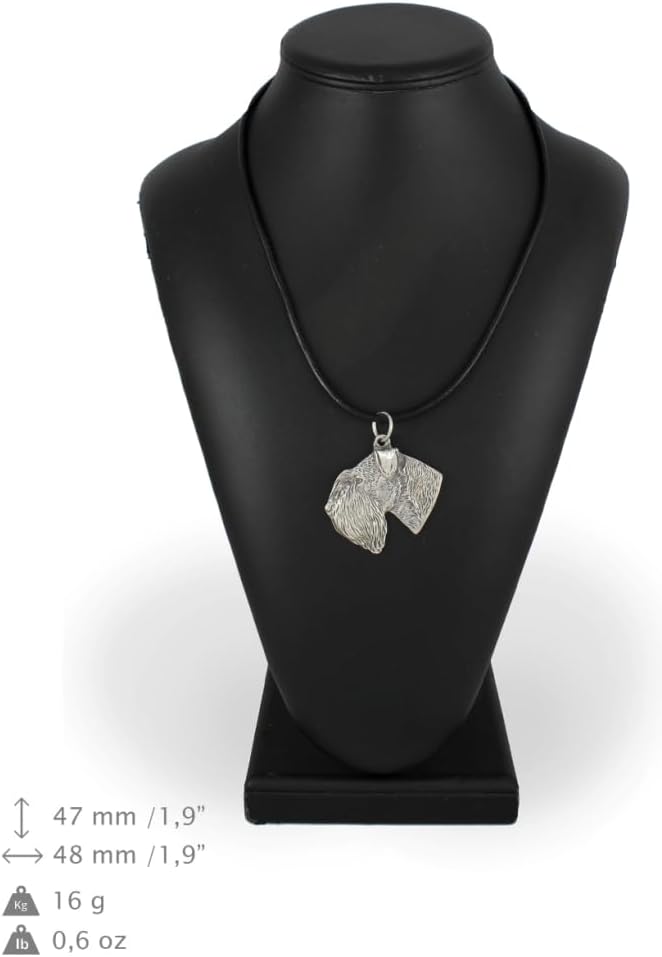 Art-Dog Silver-Plated Dog Pendant on a Leather Strap - Dog Necklace from ArtDog Collection – Silver Dog Necklaces for Men and Women – Dog Breeds Jewelry – Schnauzer III