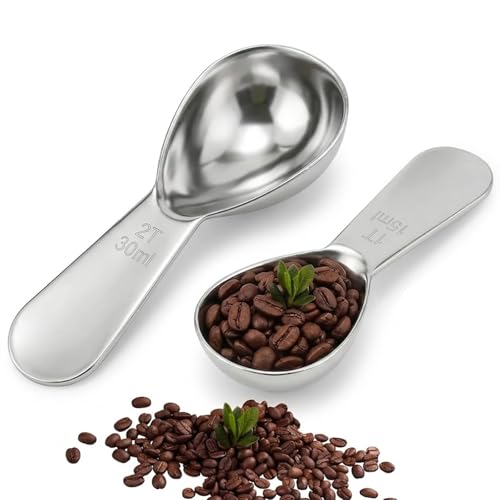 2 Pack Stainless Steel Coffee Scoop 15ml & 30ml Spoons
