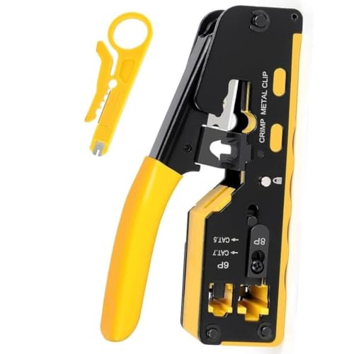 Image of COOLCOLD Rj45 crimping tool | Pass Through Cat5 /Cat7 Multifunctional Crimp Tool Alloy Carbon Steel 6P 8P RJ11 RJ12 RJ45 STP /UTP Ethernet Cable Modular Crimping Tool (Multi-Color)