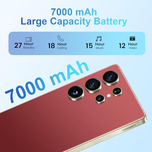 Image of S25 Ultra 5G Unlocked Smartphone,12GB+512GB Fully Cell Phone for Android 14, 6.99 inch Unlocked Cell Phone, 7000mAh, 68MP+108MP Dual Camera /Dual SIM /Fingerprint Lock /Face (Wine Red)