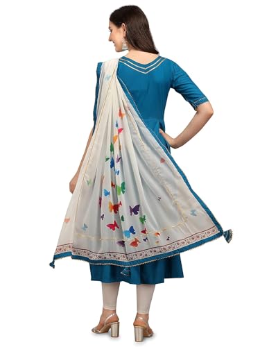 Image of Women's Rayon Blend Anarkali Kurta with Digital Print Dupatta Set for Girls