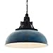 Produktbild EGLO Pendellampe Grantham 1, 1 flammige Vintage Pendelleuchte im Industrial Design, Retro Hängelampe aus Stahl und Kunststoff, Farbe: Blau-antik, schwarz, Fassung: E27