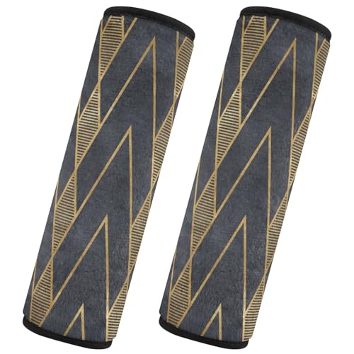 Image of Seat Belt Cover Pad 2 Pcs Soft Seat Strap Cover Cute Protector Support Head Neck Shoulder for Car Seats High Chair Backpack (6.5x6.5in) Simple Pattern Gold
