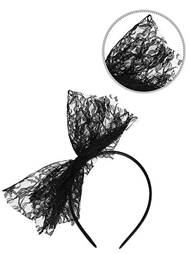 Blulu 80s Fancy Dress Costume Accessories Lace Headband Earrings Fishnet Gloves Necklace Bracelet for 80s Retro Party