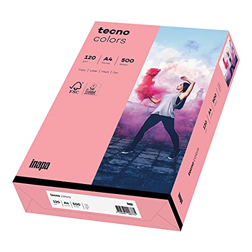 Inapa Coloured Printer Paper, Tecno Colours: 120 g/m², A4, 250 Sheets, Pink Inapa Coloured Printer Paper, Tecno Colours: 120 g/m², A4, 250 Sheets, Pink