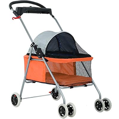 New BestPet Orange Posh Pet Stroller Dogs Cats w/Cup Holder