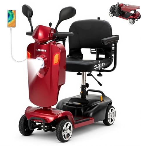 4-Wheel Mobility Scooter for Seniors & Adults, Foldable Electric Wheelchair Heavy Duty Mobility Scooters 300 lbs, 15 Mile Removable Battery, Scooter Locks, Turn Signals, 8 Inch Tires, All Terrain