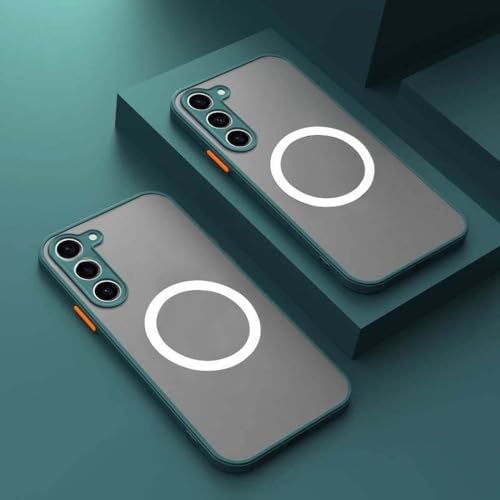 Coque Samsung S23 et S22 magnétique verte pour charger sans fil en voiture et au bureau