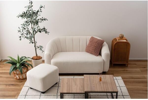 家具 ソファ＆オットマン 約W133/51×D74/41×H64/36×SH36cm ホワイト