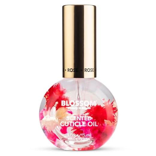 Blossom Cuticle Oil for Nails, Hydrating, Moisturizing, Scented Nail Oil Cuticle Care, Infused with Real Flowers, Made in USA, 0.5 fl. oz, Rose