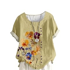Womens Floral Print Linen Shirt 04