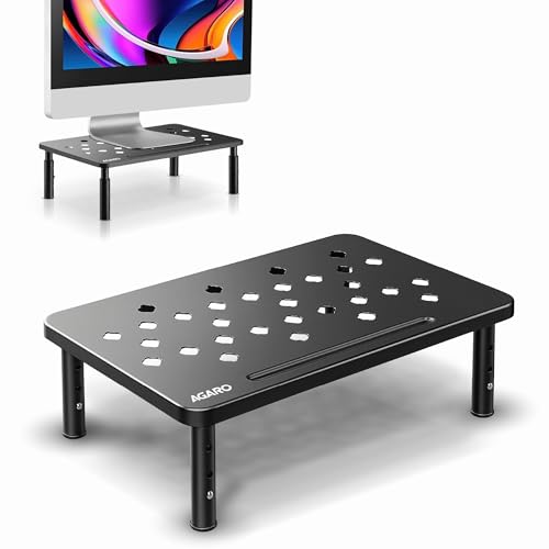 price history - AGARO Monitor Stand for Desk, Laptop Stand & PC Riser, 3-Level Height Adjustable, Compatible with 24”, 27”, 29” & 32” Monitors, Laptop, CPU, Printer, Heavy-Duty Steel with Anti-Skid Pads, Black
