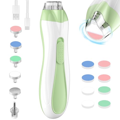Image of Colarlemo Rechargeable Baby Nail Trimmer Electric Baby Nail File, 15-in-1 Baby Nail Clippers with Dust Cover & LED Light, Baby Nail Buffer Kit for Newborn Infant Toddler Adult Toes Fingernails, Green