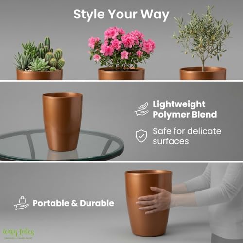 Image of Leafy Tales Modern Round Tower Planter for Home Decor 14 INCH, Highly Durable,Lightweight Indoor Outdoor Planter, Flower Pot Gamla, Pot for Balcony Garden, Vegetables, Flowers & Greenery