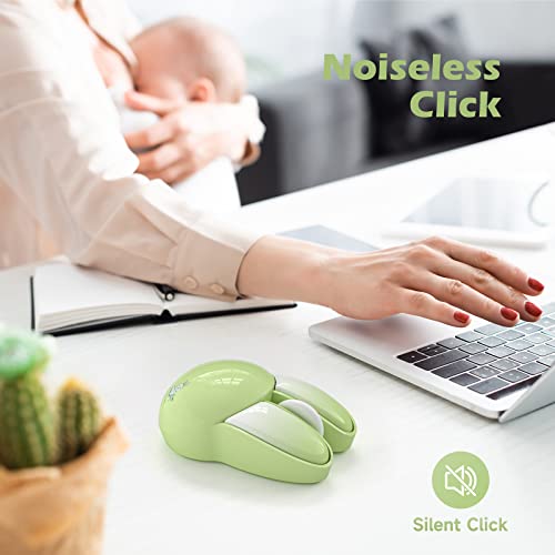 Wireless Silent Mouse, Cute Rabbit Designs, 2.4 Ghz With Usb Mini Receiver, Opatical Mouse Wireless For Laptop, Pc, Computer, Chromebook, Notebook (Green) #TOP3