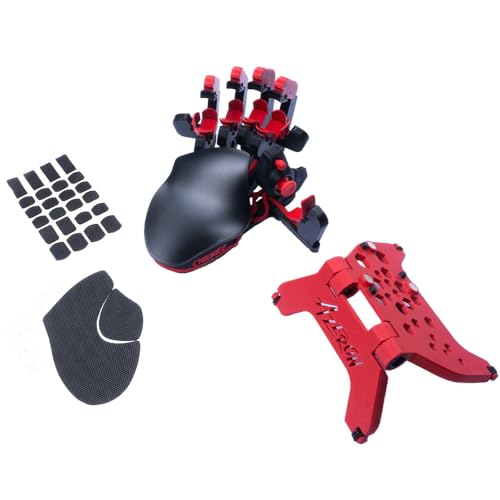 AZERON Cyborg ll Keypad Bundle Programmable One Handed Gaming Keyboard for PC Hall effect Joystick and 30 Programmable Keys Magnetic stand and Grip tapes included (Red Cyborg ll Bundle)