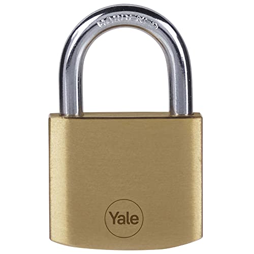 Yale - Y110B/40/122/4 Standard Security 40mm Brass Padlock, Pack of 4 - Open Hardened Steel Shackle - 4 keyed Alike Keys