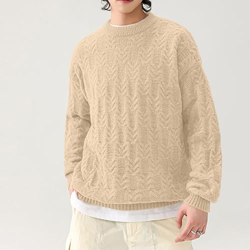 Mens Oversized Lightweight Sweater Long Sleeve Cable Knit Aesthetic Pullover Y2K Vintage Jumper Crewneck Sweaters2