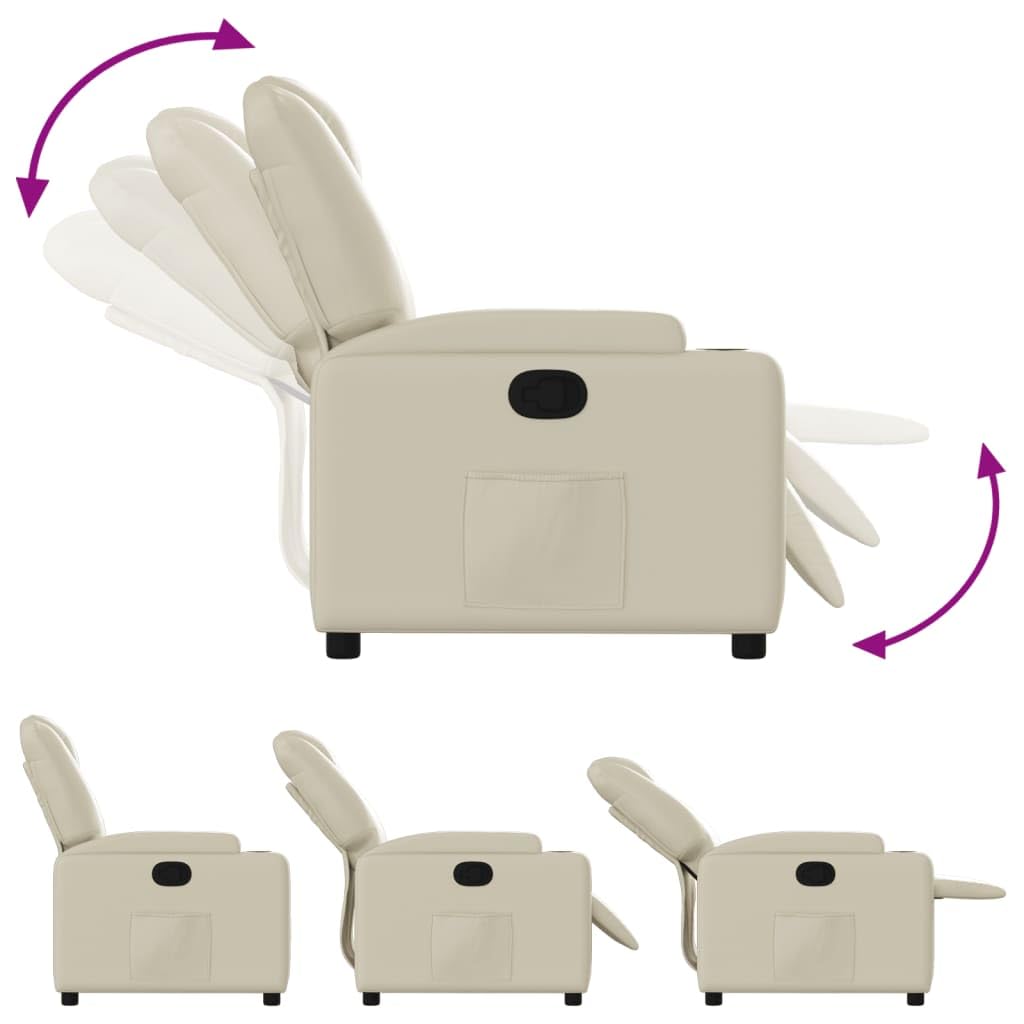 vidaXL Sillón reclinable de Piel sintética Color Crema