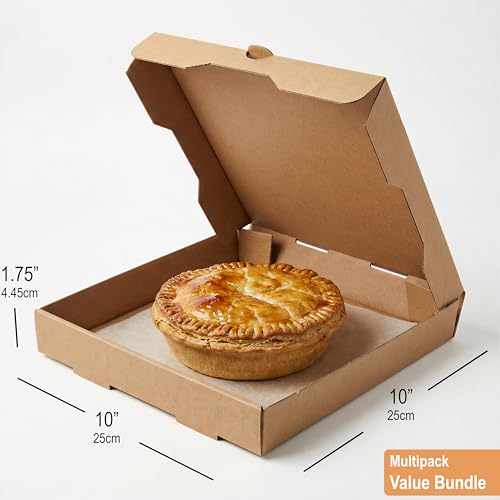 BOARDS+ Pizza Boxes 10 x 10 x 1.75 Inches (25 Pack) | Kraft Corrugated Cardboard Pizza Boxes | Keep Your Pizzas & Baked Goods Hot & Steamy by BOARDS+ - Image 3