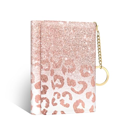 Nipichsha Womens Wallet, Small Credit Card Wallet for Women, Slim RFID Card Holder Purse with 7 Slots & ID Window, Pink Gilt