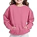 Girls Oversized Sweatshirts Casual Long Sleeve Fleece Pullover Tops Cute Fashion Crewneck Winter Warm Jumper Clothes B- Pink