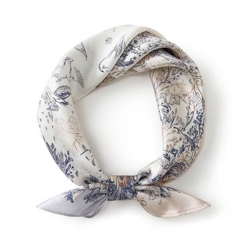 21" Floral Mulberry Silk Square Scarf