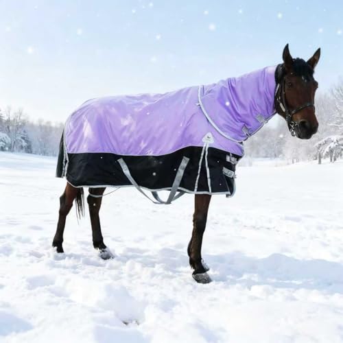 Image of Horse Turnout Blankets Horse Blanket Winter Water Resistant,220G-Gram Polyester Poly Filling Liner 1200D Premium Turnout Horse Blanket,Medium Weight Blanket 78inches145cm