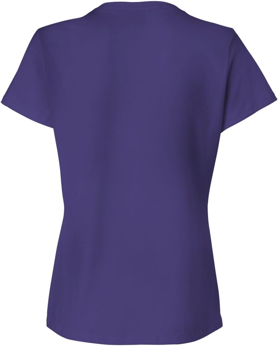 Hanes SL04 Women’s Perfect-T Shirt, 100% Ring-Spun Cotton, Lightweight 4.5 oz, Pre-Shrunk, Contoured Fit, Tear-Away Label, Sustainable, Soft & Durable Tee, Medium, Purple - Image 5