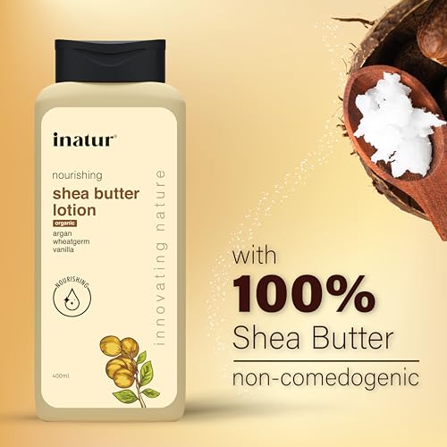 Image of inatur Shea Butter Body Lotion 400ml - Deeply Nourishing Moisturizer for Face & Body | Hydrating Formula with Organic Shea Butter | Softens Skin & Reduces Scars & Blemishes | For Smooth, Healthy Skin